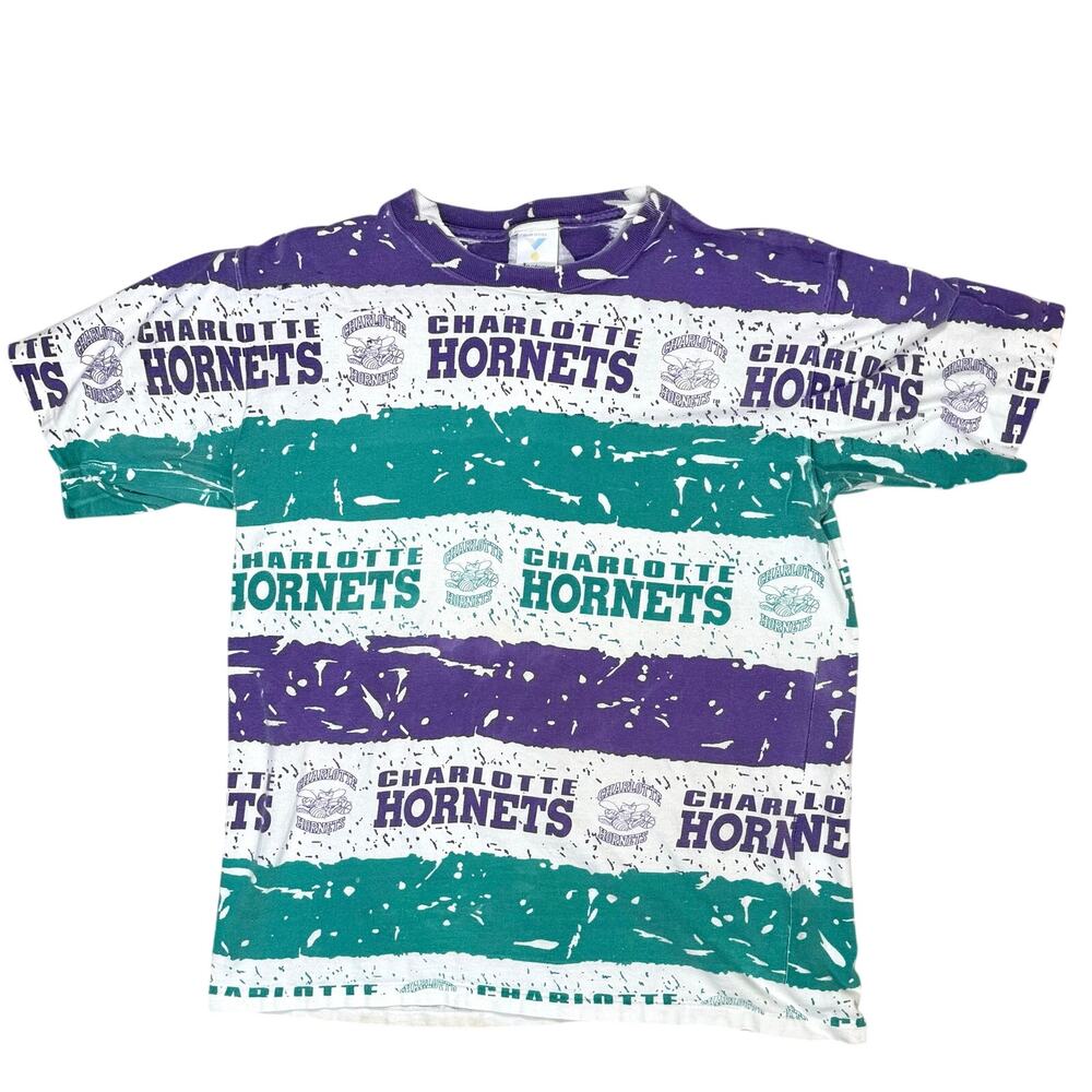 Vintage Charlotte Hornets NBA T-Shirt Mens L Single Stitch 90's Pullover